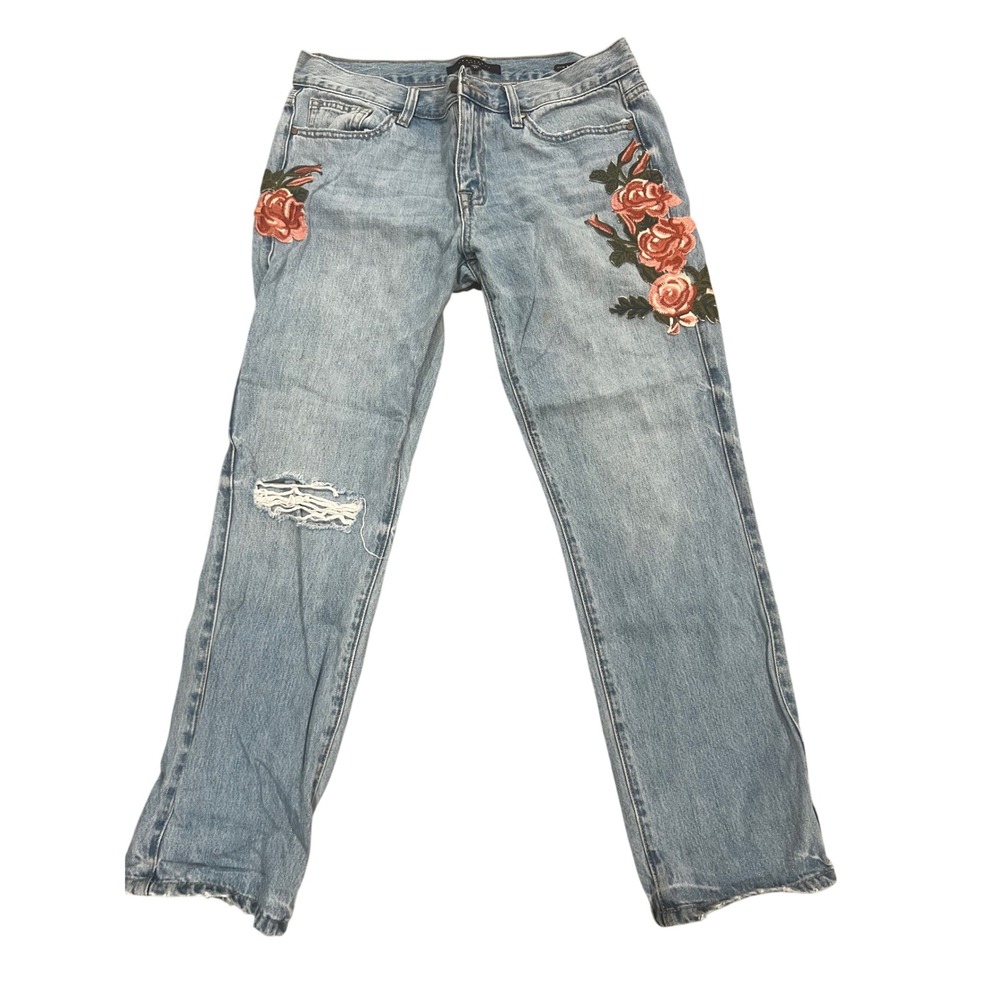 Sanctuary Denim Jeans Womens Slim Boyfriend Floral Boho Embroidered Sz 27